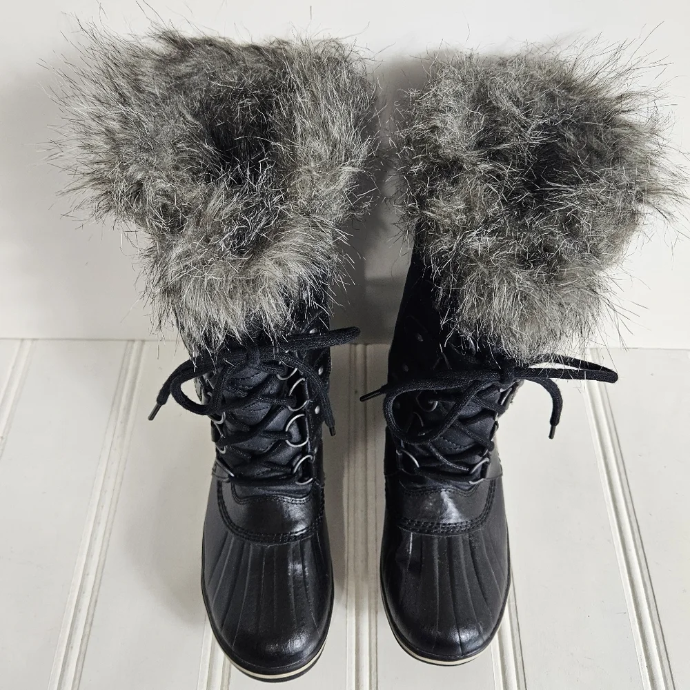 Sorel Boots Size 7 Tofino II Waterproof Faux Fur Insulated Snow Winter Black